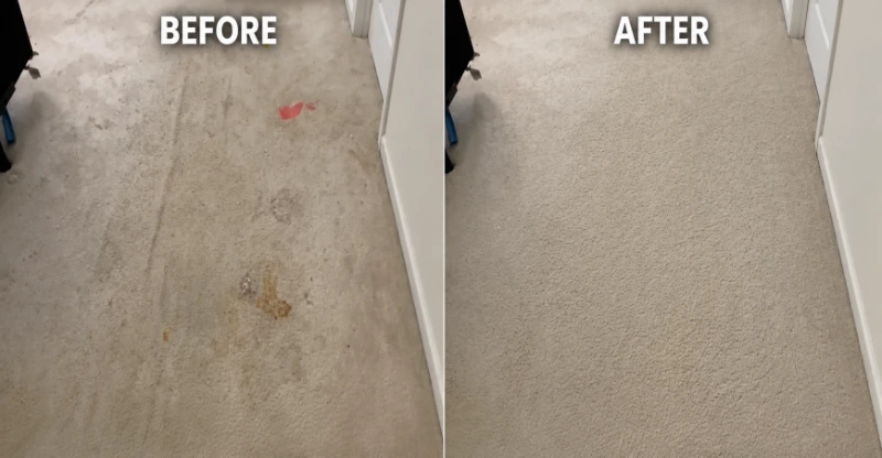 Before and after wildfire smoke carpet cleaning Eagle Point Oregon